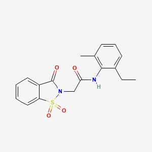 molecular formula C18H18N2O4S B11577465 2-(1,1-dioxido-3-oxo-1,2-benzothiazol-2(3H)-yl)-N-(2-ethyl-6-methylphenyl)acetamide 