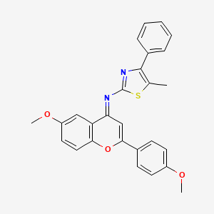 molecular formula C27H22N2O3S B11577481 N-[(4E)-6-methoxy-2-(4-methoxyphenyl)-4H-chromen-4-ylidene]-5-methyl-4-phenyl-1,3-thiazol-2-amine 