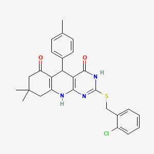 2-[(2-chlorobenzyl)sulfanyl]-8,8-dimethyl-5-(4-methylphenyl)-5,8,9,10-tetrahydropyrimido[4,5-b]quinoline-4,6(3H,7H)-dione