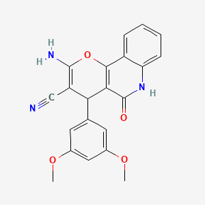 molecular formula C21H17N3O4 B11577561 2-amino-4-(3,5-dimethoxyphenyl)-5-oxo-5,6-dihydro-4H-pyrano[3,2-c]quinoline-3-carbonitrile 