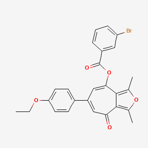 molecular formula C26H21BrO5 B11577571 6-(4-ethoxyphenyl)-1,3-dimethyl-4-oxo-4H-cyclohepta[c]furan-8-yl 3-bromobenzoate 