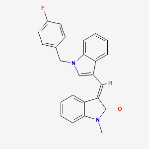 (3E)-3-{[1-(4-fluorobenzyl)-1H-indol-3-yl]methylidene}-1-methyl-1,3-dihydro-2H-indol-2-one