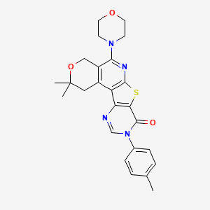 4,4-dimethyl-14-(4-methylphenyl)-8-morpholin-4-yl-5-oxa-11-thia-9,14,16-triazatetracyclo[8.7.0.02,7.012,17]heptadeca-1(10),2(7),8,12(17),15-pentaen-13-one