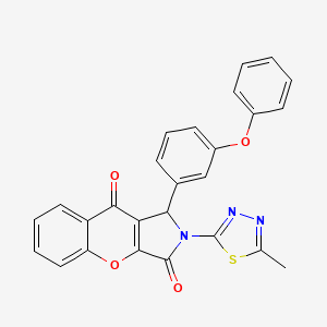 molecular formula C26H17N3O4S B11577600 2-(5-Methyl-1,3,4-thiadiazol-2-yl)-1-(3-phenoxyphenyl)-1,2-dihydrochromeno[2,3-c]pyrrole-3,9-dione 