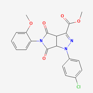 molecular formula C20H16ClN3O5 B11577613 Methyl 1-(4-chlorophenyl)-5-(2-methoxyphenyl)-4,6-dioxo-1,3a,4,5,6,6a-hexahydropyrrolo[3,4-c]pyrazole-3-carboxylate 