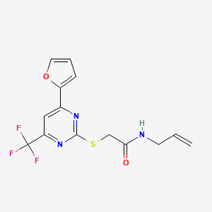 2-{[4-(furan-2-yl)-6-(trifluoromethyl)pyrimidin-2-yl]sulfanyl}-N-(prop-2-en-1-yl)acetamide