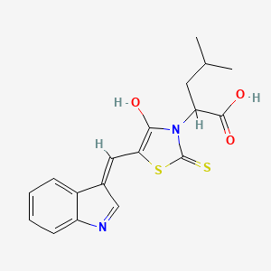 molecular formula C18H18N2O3S2 B11577654 2-[(5Z)-5-(1H-indol-3-ylmethylidene)-4-oxo-2-thioxo-1,3-thiazolidin-3-yl]-4-methylpentanoic acid 