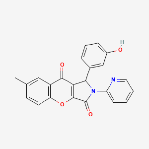 molecular formula C23H16N2O4 B11577666 1-(3-Hydroxyphenyl)-7-methyl-2-(pyridin-2-yl)-1,2-dihydrochromeno[2,3-c]pyrrole-3,9-dione 