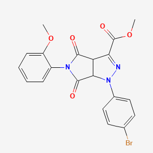 molecular formula C20H16BrN3O5 B11577676 Methyl 1-(4-bromophenyl)-5-(2-methoxyphenyl)-4,6-dioxo-1,3a,4,5,6,6a-hexahydropyrrolo[3,4-c]pyrazole-3-carboxylate 