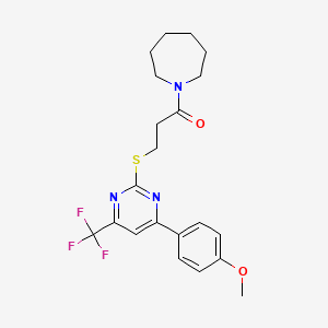 1-(Azepan-1-yl)-3-{[4-(4-methoxyphenyl)-6-(trifluoromethyl)pyrimidin-2-yl]sulfanyl}propan-1-one