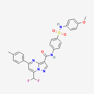 molecular formula C28H23F2N5O4S B11577752 7-(difluoromethyl)-N-{4-[(4-methoxyphenyl)sulfamoyl]phenyl}-5-(4-methylphenyl)pyrazolo[1,5-a]pyrimidine-3-carboxamide 