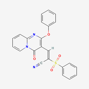 molecular formula C23H15N3O4S B11577832 (2E)-3-(4-oxo-2-phenoxy-4H-pyrido[1,2-a]pyrimidin-3-yl)-2-(phenylsulfonyl)prop-2-enenitrile 