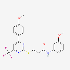 N-(3-methoxyphenyl)-3-{[4-(4-methoxyphenyl)-6-(trifluoromethyl)pyrimidin-2-yl]sulfanyl}propanamide