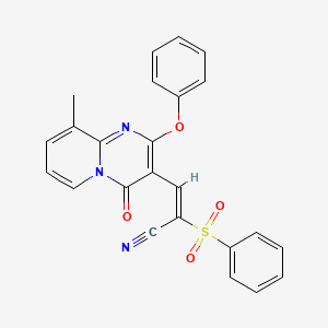 (2E)-3-(9-methyl-4-oxo-2-phenoxy-4H-pyrido[1,2-a]pyrimidin-3-yl)-2-(phenylsulfonyl)prop-2-enenitrile