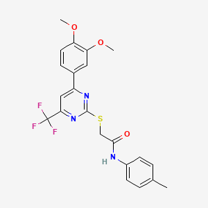 2-{[4-(3,4-dimethoxyphenyl)-6-(trifluoromethyl)pyrimidin-2-yl]sulfanyl}-N-(4-methylphenyl)acetamide