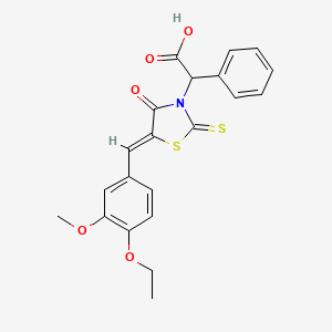 molecular formula C21H19NO5S2 B11577903 2-[(5Z)-5-[(4-ethoxy-3-methoxyphenyl)methylidene]-4-oxo-2-sulfanylidene-1,3-thiazolidin-3-yl]-2-phenylacetic acid 