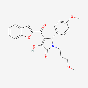 molecular formula C24H23NO6 B11577956 4-(1-benzofuran-2-ylcarbonyl)-3-hydroxy-5-(4-methoxyphenyl)-1-(3-methoxypropyl)-1,5-dihydro-2H-pyrrol-2-one 