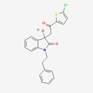 molecular formula C22H18ClNO3S B11577984 3-[2-(5-chlorothiophen-2-yl)-2-oxoethyl]-3-hydroxy-1-(2-phenylethyl)-1,3-dihydro-2H-indol-2-one 