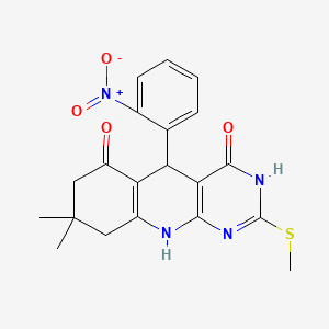 8,8-dimethyl-2-methylsulfanyl-5-(2-nitrophenyl)-5,7,9,10-tetrahydro-1H-pyrimido[4,5-b]quinoline-4,6-dione