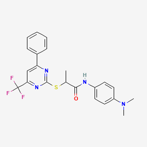 molecular formula C22H21F3N4OS B11578020 N-[4-(dimethylamino)phenyl]-2-{[4-phenyl-6-(trifluoromethyl)pyrimidin-2-yl]sulfanyl}propanamide 