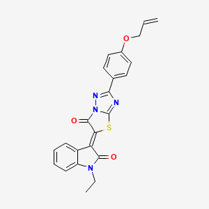 molecular formula C23H18N4O3S B11578035 (3Z)-1-ethyl-3-{6-oxo-2-[4-(prop-2-en-1-yloxy)phenyl][1,3]thiazolo[3,2-b][1,2,4]triazol-5(6H)-ylidene}-1,3-dihydro-2H-indol-2-one 