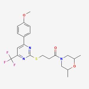 1-(2,6-Dimethylmorpholin-4-yl)-3-{[4-(4-methoxyphenyl)-6-(trifluoromethyl)pyrimidin-2-yl]sulfanyl}propan-1-one