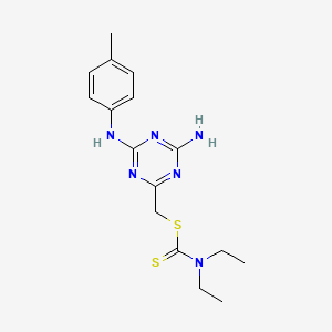 molecular formula C16H22N6S2 B11578181 {4-Amino-6-[(4-methylphenyl)amino]-1,3,5-triazin-2-yl}methyl diethylcarbamodithioate 