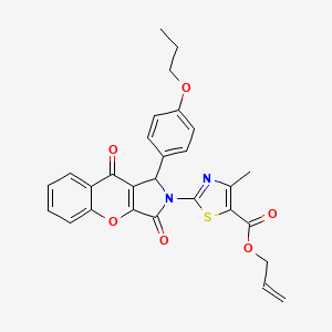 molecular formula C28H24N2O6S B11578251 prop-2-en-1-yl 2-[3,9-dioxo-1-(4-propoxyphenyl)-3,9-dihydrochromeno[2,3-c]pyrrol-2(1H)-yl]-4-methyl-1,3-thiazole-5-carboxylate 