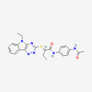 molecular formula C23H24N6O2S B11578262 N-[4-(acetylamino)phenyl]-2-[(5-ethyl-5H-[1,2,4]triazino[5,6-b]indol-3-yl)sulfanyl]butanamide 