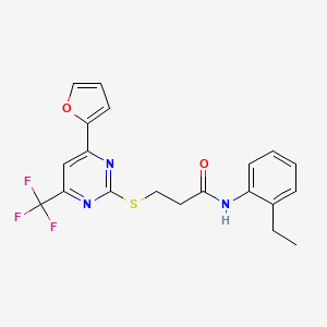 N-(2-ethylphenyl)-3-{[4-(furan-2-yl)-6-(trifluoromethyl)pyrimidin-2-yl]sulfanyl}propanamide