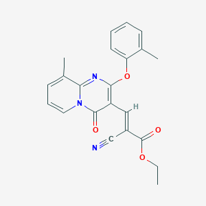 ethyl (2E)-2-cyano-3-[9-methyl-2-(2-methylphenoxy)-4-oxo-4H-pyrido[1,2-a]pyrimidin-3-yl]prop-2-enoate