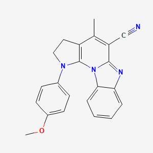 molecular formula C22H18N4O B11578321 1-(4-Methoxy-phenyl)-4-methyl-1,3-dihydro-2H-1,6,10b-triaza-cyclopenta[c]fluorene-5-carbonitrile 