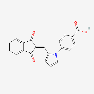 molecular formula C21H13NO4 B11578332 4-{2-[(1,3-dioxo-1,3-dihydro-2H-inden-2-ylidene)methyl]-1H-pyrrol-1-yl}benzoic acid 