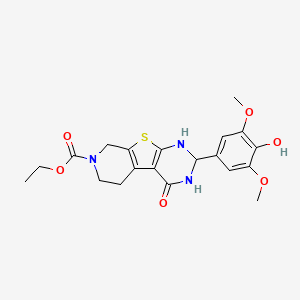 ethyl 5-(4-hydroxy-3,5-dimethoxyphenyl)-3-oxo-8-thia-4,6,11-triazatricyclo[7.4.0.02,7]trideca-1(9),2(7)-diene-11-carboxylate