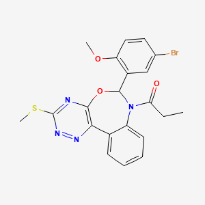 molecular formula C21H19BrN4O3S B11578374 1-[6-(5-bromo-2-methoxyphenyl)-3-(methylsulfanyl)[1,2,4]triazino[5,6-d][3,1]benzoxazepin-7(6H)-yl]propan-1-one 