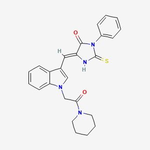 (5Z)-5-({1-[2-oxo-2-(piperidin-1-yl)ethyl]-1H-indol-3-yl}methylidene)-3-phenyl-2-thioxoimidazolidin-4-one