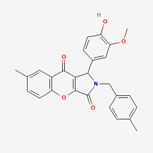 molecular formula C27H23NO5 B11578408 1-(4-Hydroxy-3-methoxyphenyl)-7-methyl-2-(4-methylbenzyl)-1,2-dihydrochromeno[2,3-c]pyrrole-3,9-dione 