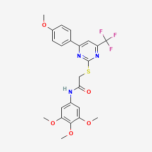 molecular formula C23H22F3N3O5S B11578514 2-{[4-(4-methoxyphenyl)-6-(trifluoromethyl)pyrimidin-2-yl]sulfanyl}-N-(3,4,5-trimethoxyphenyl)acetamide 