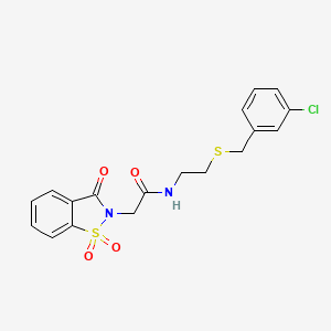 N-{2-[(3-chlorobenzyl)sulfanyl]ethyl}-2-(1,1-dioxido-3-oxo-1,2-benzothiazol-2(3H)-yl)acetamide