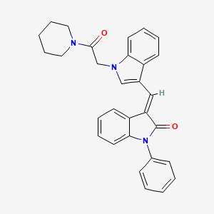 (3E)-3-({1-[2-oxo-2-(piperidin-1-yl)ethyl]-1H-indol-3-yl}methylidene)-1-phenyl-1,3-dihydro-2H-indol-2-one