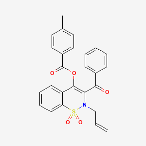 molecular formula C26H21NO5S B11578565 2-allyl-3-benzoyl-1,1-dioxido-2H-1,2-benzothiazin-4-yl 4-methylbenzoate 