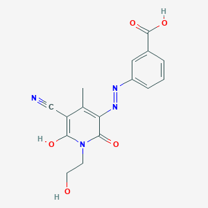 3-{(2E)-2-[5-cyano-1-(2-hydroxyethyl)-4-methyl-2,6-dioxo-1,6-dihydropyridin-3(2H)-ylidene]hydrazinyl}benzoic acid