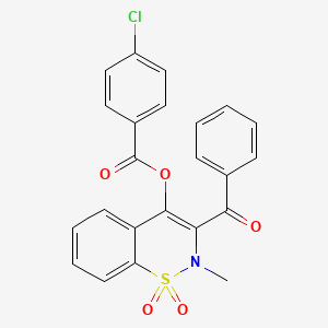 molecular formula C23H16ClNO5S B11578583 3-benzoyl-2-methyl-1,1-dioxido-2H-1,2-benzothiazin-4-yl 4-chlorobenzoate 