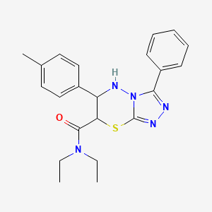 molecular formula C22H25N5OS B11578595 N,N-diethyl-6-(4-methylphenyl)-3-phenyl-6,7-dihydro-5H-[1,2,4]triazolo[3,4-b][1,3,4]thiadiazine-7-carboxamide 