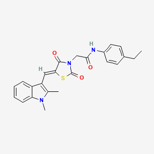 molecular formula C24H23N3O3S B11578615 2-[(5Z)-5-[(1,2-Dimethyl-1H-indol-3-YL)methylidene]-2,4-dioxo-1,3-thiazolidin-3-YL]-N-(4-ethylphenyl)acetamide 