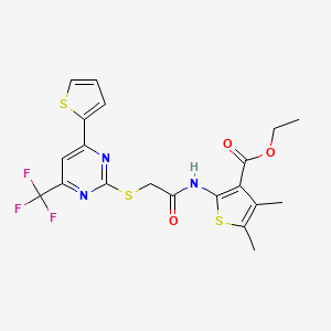 Ethyl 4,5-dimethyl-2-[({[4-(thiophen-2-yl)-6-(trifluoromethyl)pyrimidin-2-yl]sulfanyl}acetyl)amino]thiophene-3-carboxylate