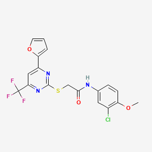 N-(3-chloro-4-methoxyphenyl)-2-{[4-(furan-2-yl)-6-(trifluoromethyl)pyrimidin-2-yl]sulfanyl}acetamide