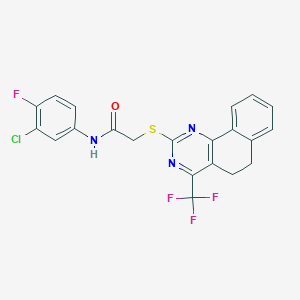 molecular formula C21H14ClF4N3OS B11578727 N-(3-chloro-4-fluorophenyl)-2-{[4-(trifluoromethyl)-5,6-dihydrobenzo[h]quinazolin-2-yl]sulfanyl}acetamide 