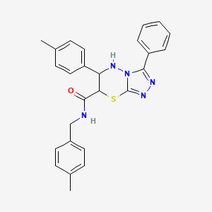 molecular formula C26H25N5OS B11578760 N-(4-methylbenzyl)-6-(4-methylphenyl)-3-phenyl-6,7-dihydro-5H-[1,2,4]triazolo[3,4-b][1,3,4]thiadiazine-7-carboxamide 