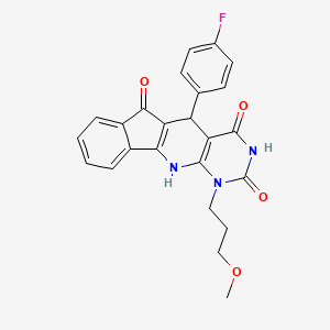 molecular formula C24H20FN3O4 B11578763 2-(4-fluorophenyl)-7-(3-methoxypropyl)-5,7,9-triazatetracyclo[8.7.0.03,8.011,16]heptadeca-1(10),3(8),11,13,15-pentaene-4,6,17-trione 